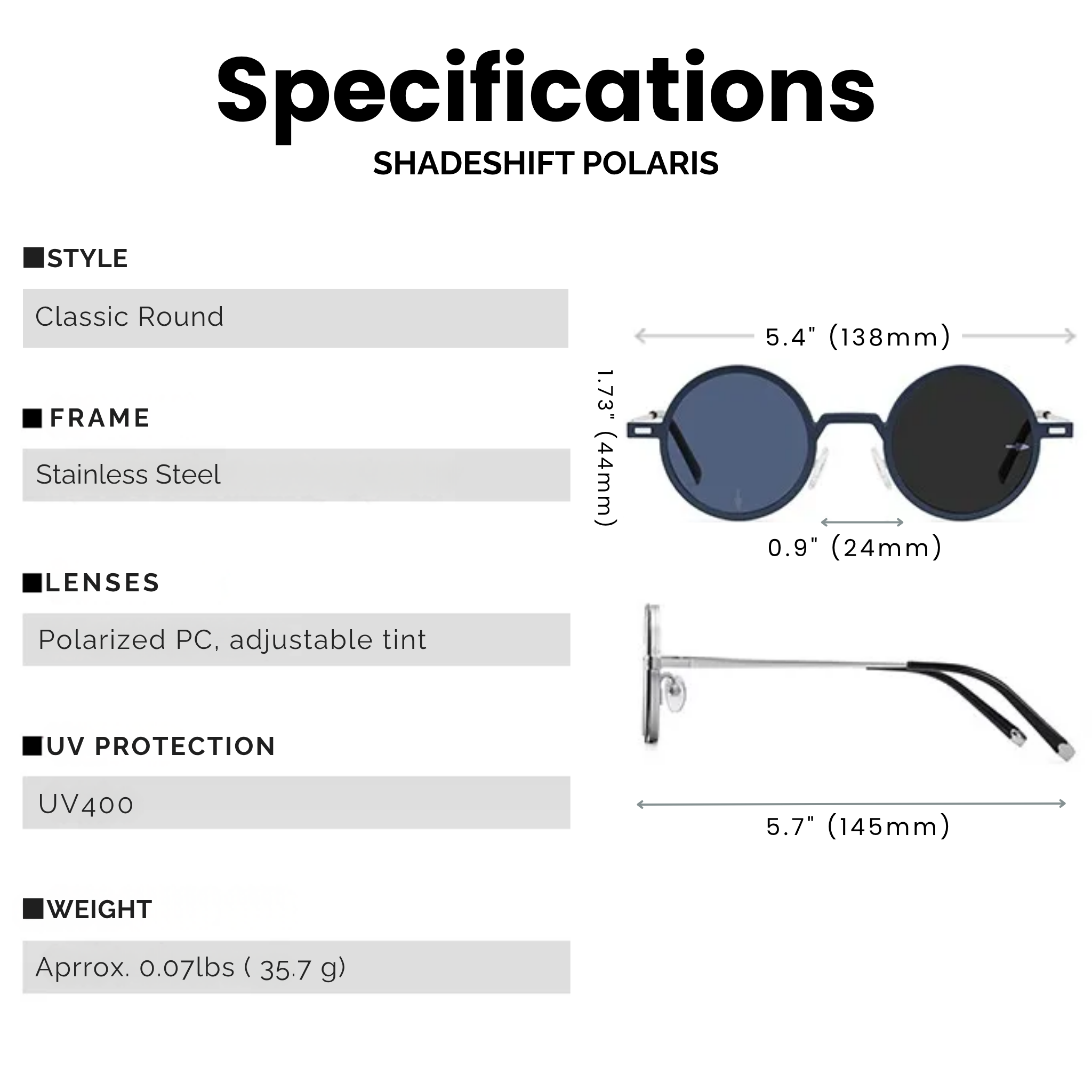 ShadeShift Axis Adjustable Polarized Sunglasses