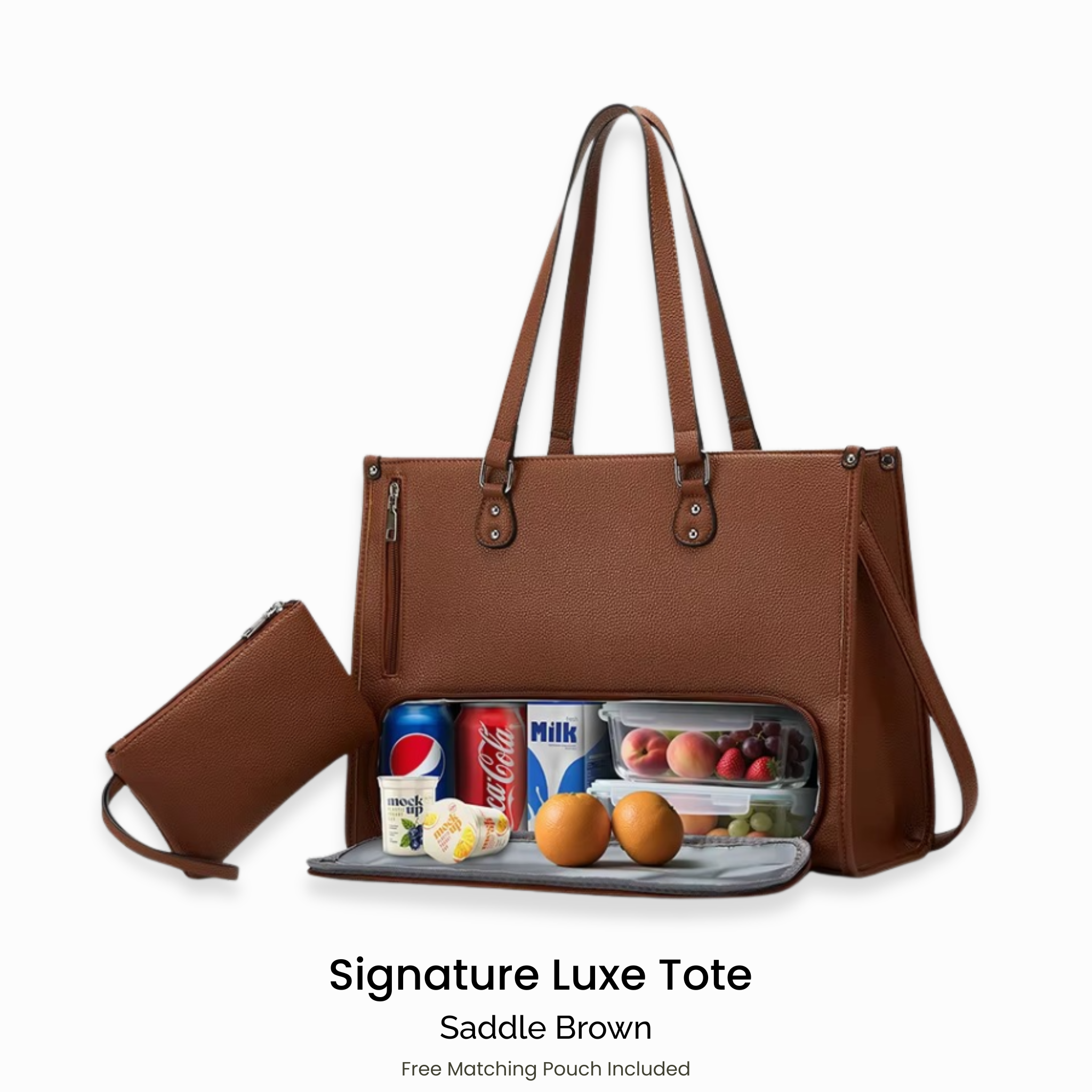 DualCore Insulated Essential Tote: Signature Luxe Saddle Brown
