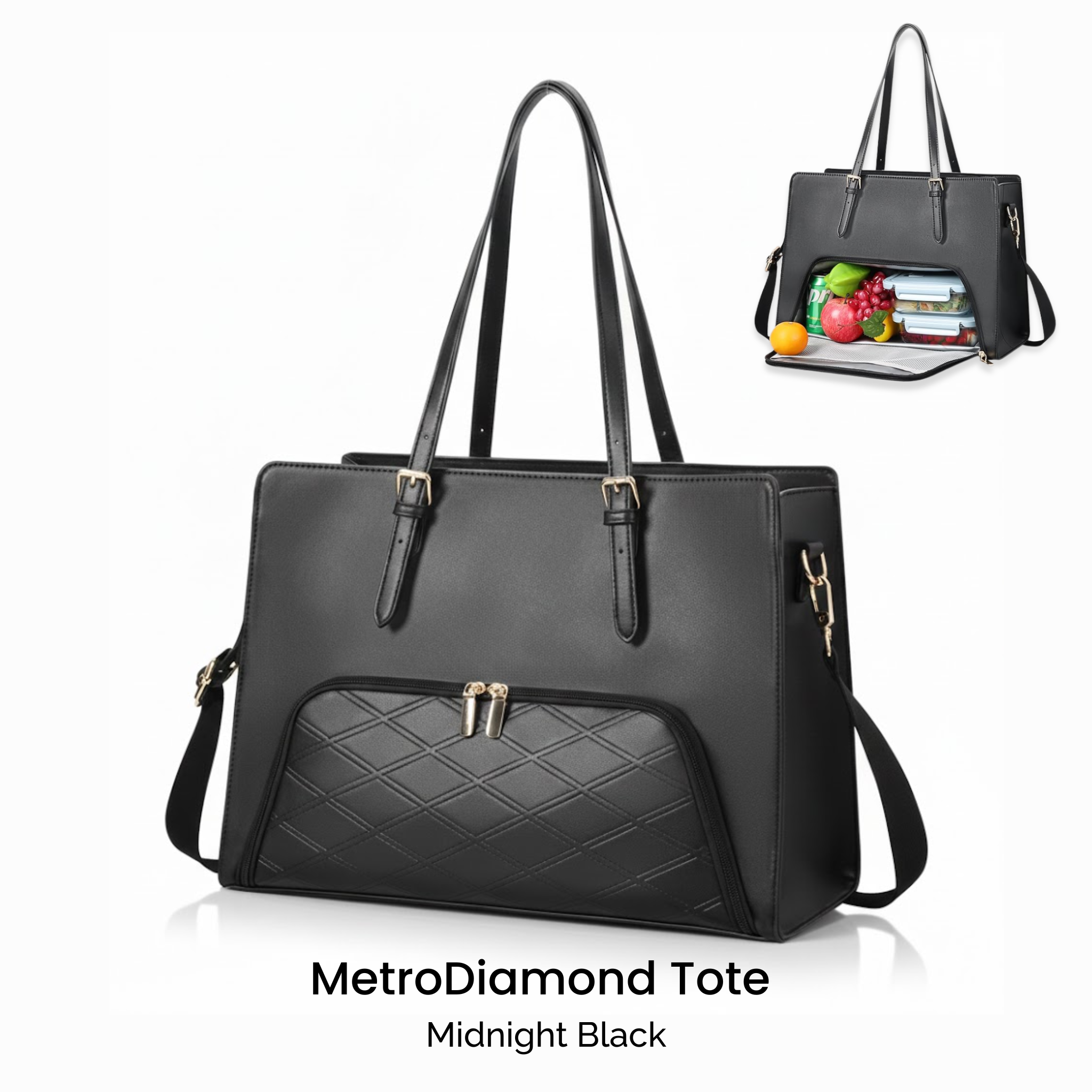 DualCore Insulated Essential Tote: MetroDiamond Midnight Black